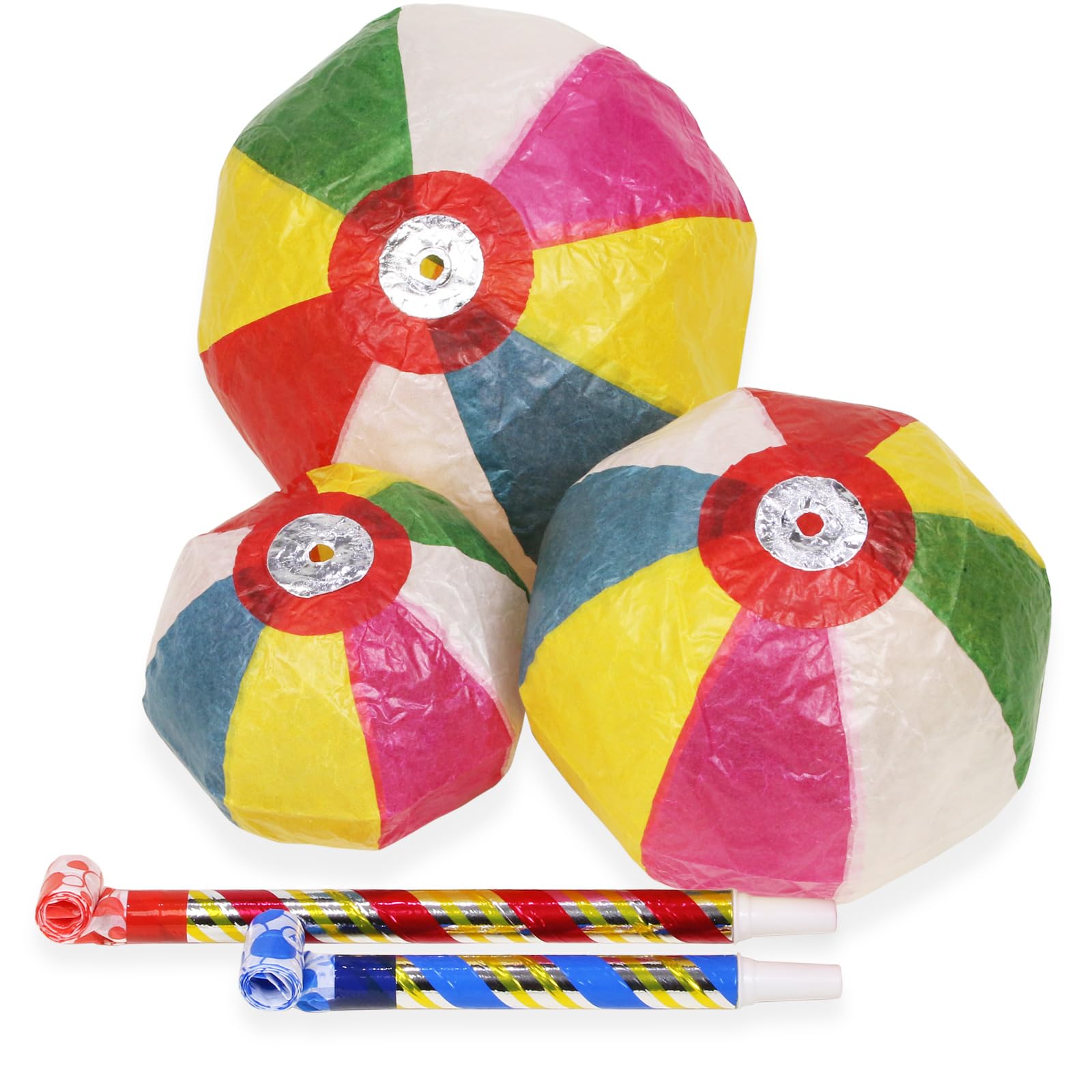 Morikuru (モリクル) Folk Toy 5-piece Set with Blow-back (Small, Medium) Paper Balloons (Small, Medium, Large) Festival Set SG Wonder Zone TK01-23 : Toys & Games