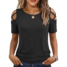 Women's Summer Tops Short Sleeve Cold Shoulder Tops T-Shirts for Women Spring Summer Tops Loose Fit Tunic 2026