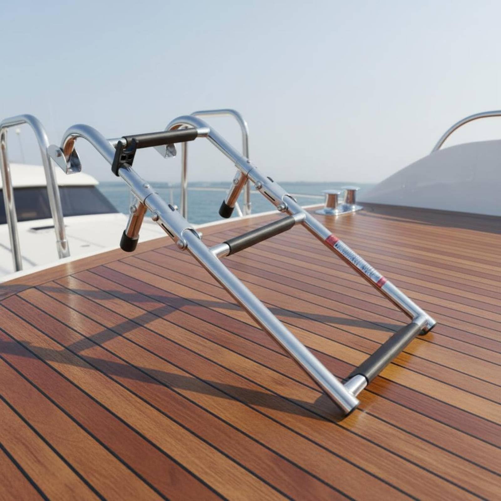 MERIGLARE Échelle Marine Pliable Échelle Bateau Échelle de Pont Échelle de Bain en Acier Inoxydable Montage Latéral Repliable avec Marches Confort et Accès, Échelle Télescopique À 4 Marches