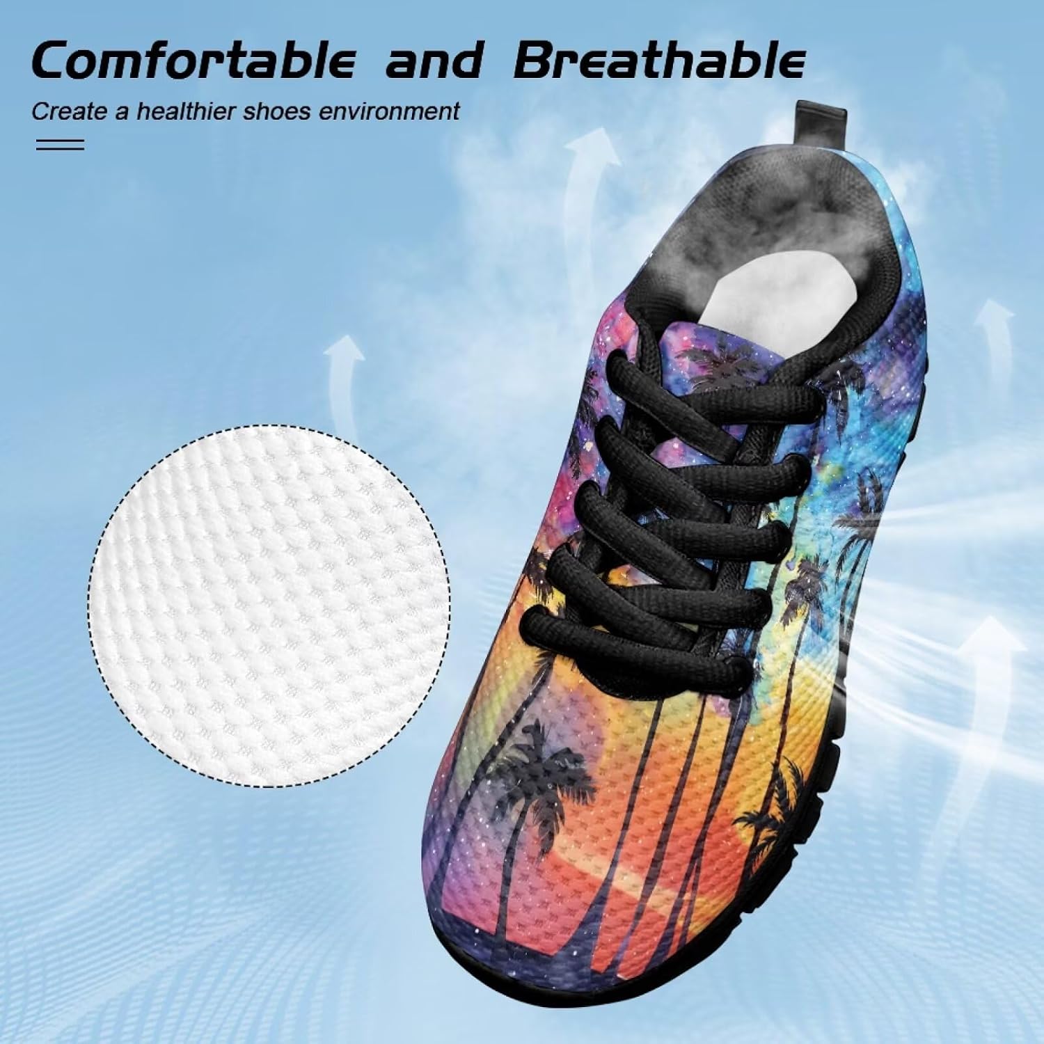 Funnydude Cute Print Girls Tennis Shoes Kid Comfortable Walking Shoes Breathable Mesh Sneakers