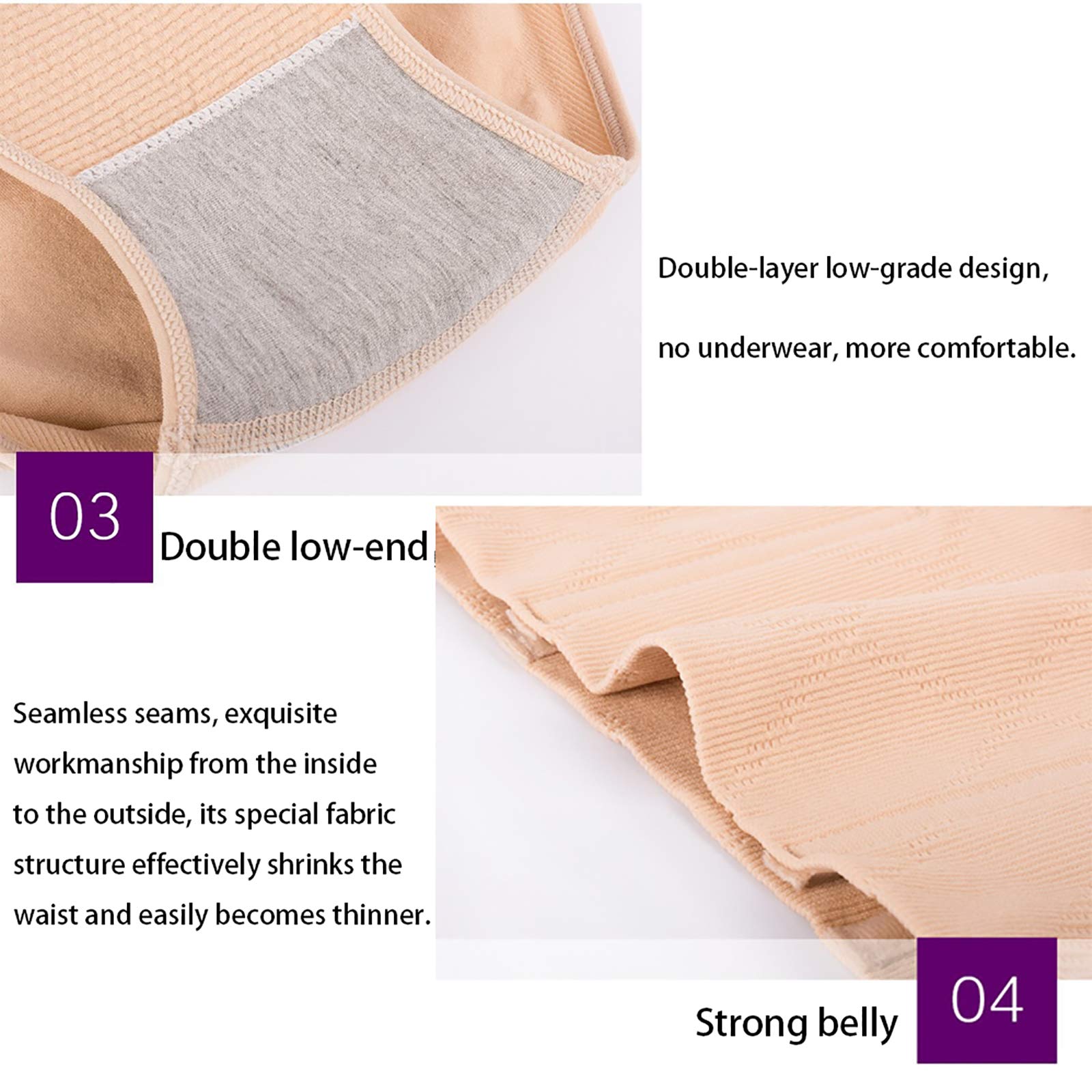 Mutandine da Donna a Vita Alta Mutandine per Il Controllo della Pancia Mutandine Senza Cuciture Pantaloncini Perizoma Shaper Shapewea 5 Pezzi,Flesh,L