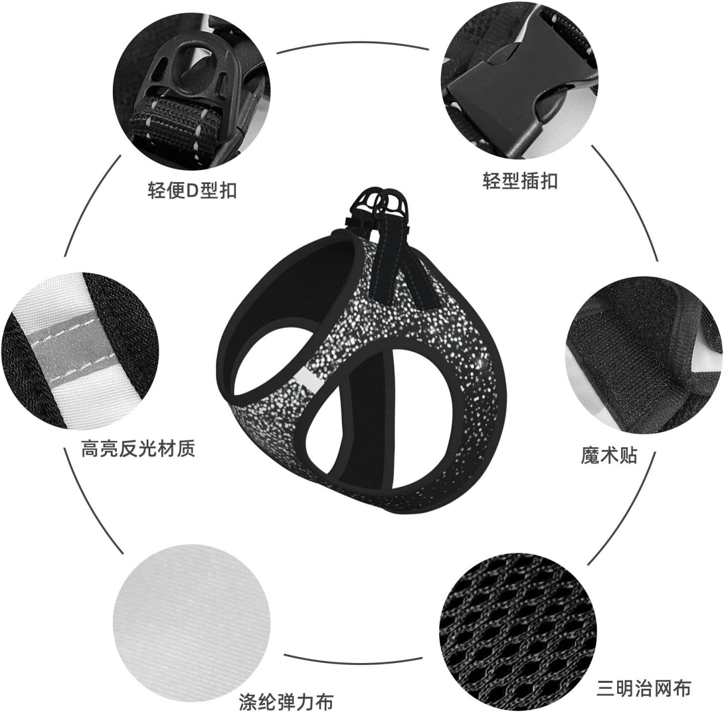 Arnés de verano para cachorros con estampado de purpurina plateada brillante con reflectante, accesorios para perros y gatos pequeños, medianos y grandes 10