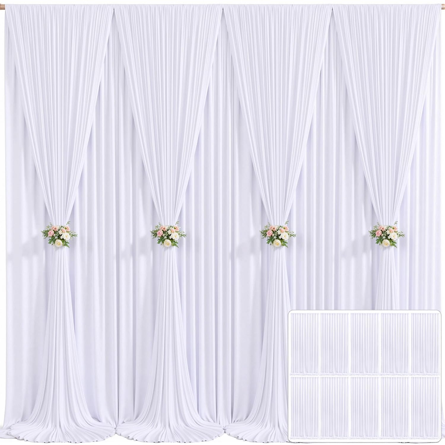 10x10 Champagne Backdrop Curtain for Parties Wedding Baby Shower Wrinkle Free Photo Curtains Backdrop Drapes Fabric Decoration for Bridal Shower 5ft x 10ft,2 Panels — view 46