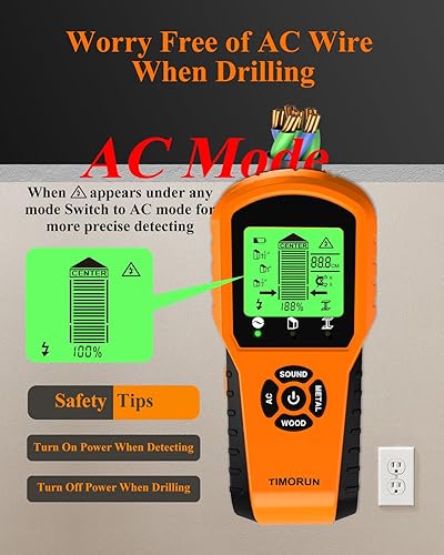 Miniatura 6 de Escáner de pared 6 en 1, herramienta de escáner de pared mejorada para detectar paneles de yeso, cables de CA de metal de madera con sensor Amarillo