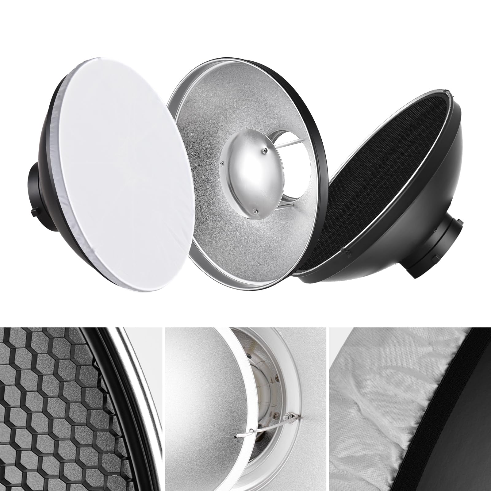 Andoer 30 cm / 11,8 cala standardowy reflektor piękno naczynie Bowens Mount z białym dyfuzorem reflektor siatka o strukturze plastra miodu do studia portret fotografia stroboskopowa lampa błyskowa