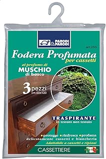 PARODI & PARODI Guardaroba Fodera Profumata Muschio, Polipropilene, Bianco, 17x25x1 cm, 3 unità