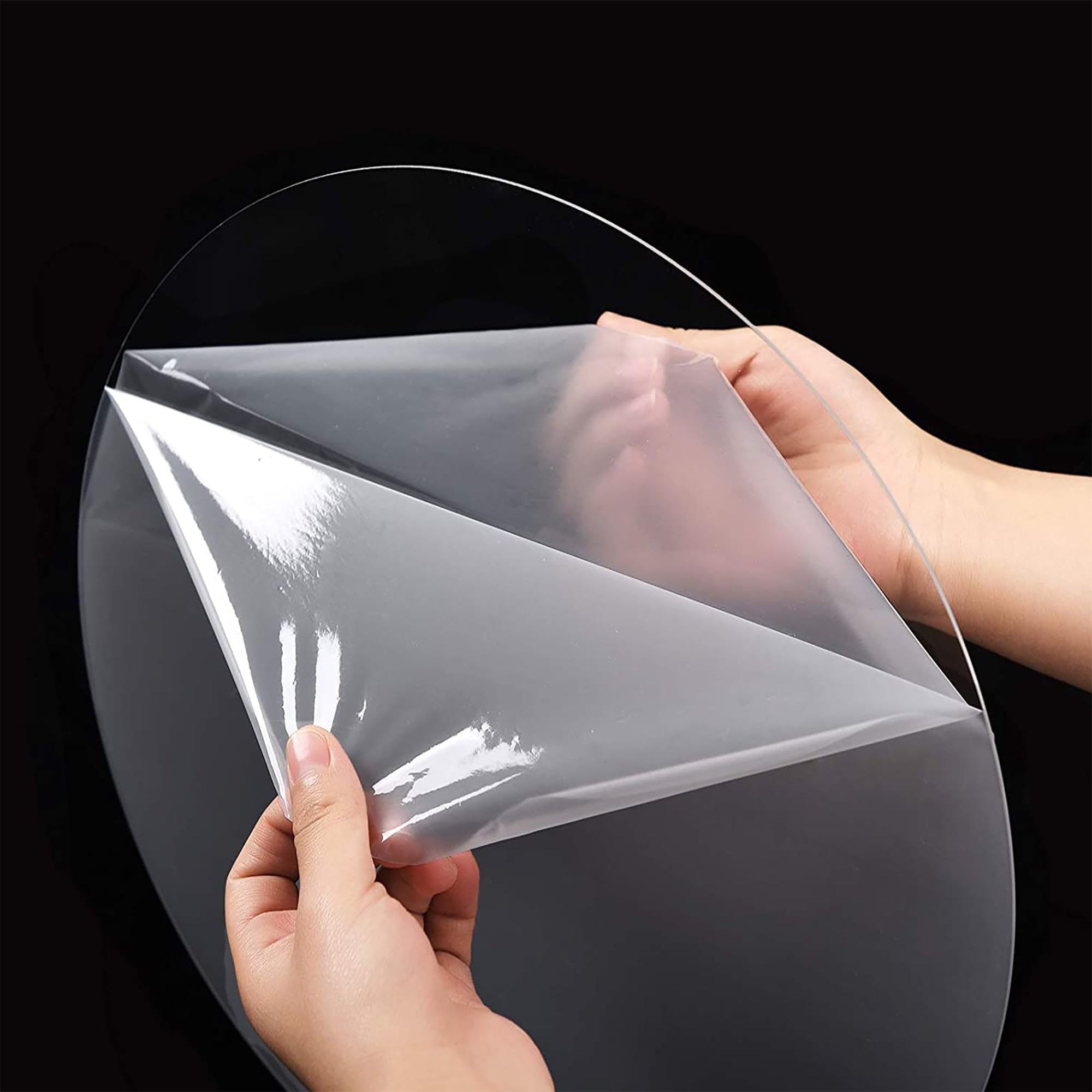 AtHaus® Placa de acrílico transparente | Corte redondo – Ø 700 mm | Espesor 4 mm | A medida | Protección UV | Película doble | Resistente y versátil