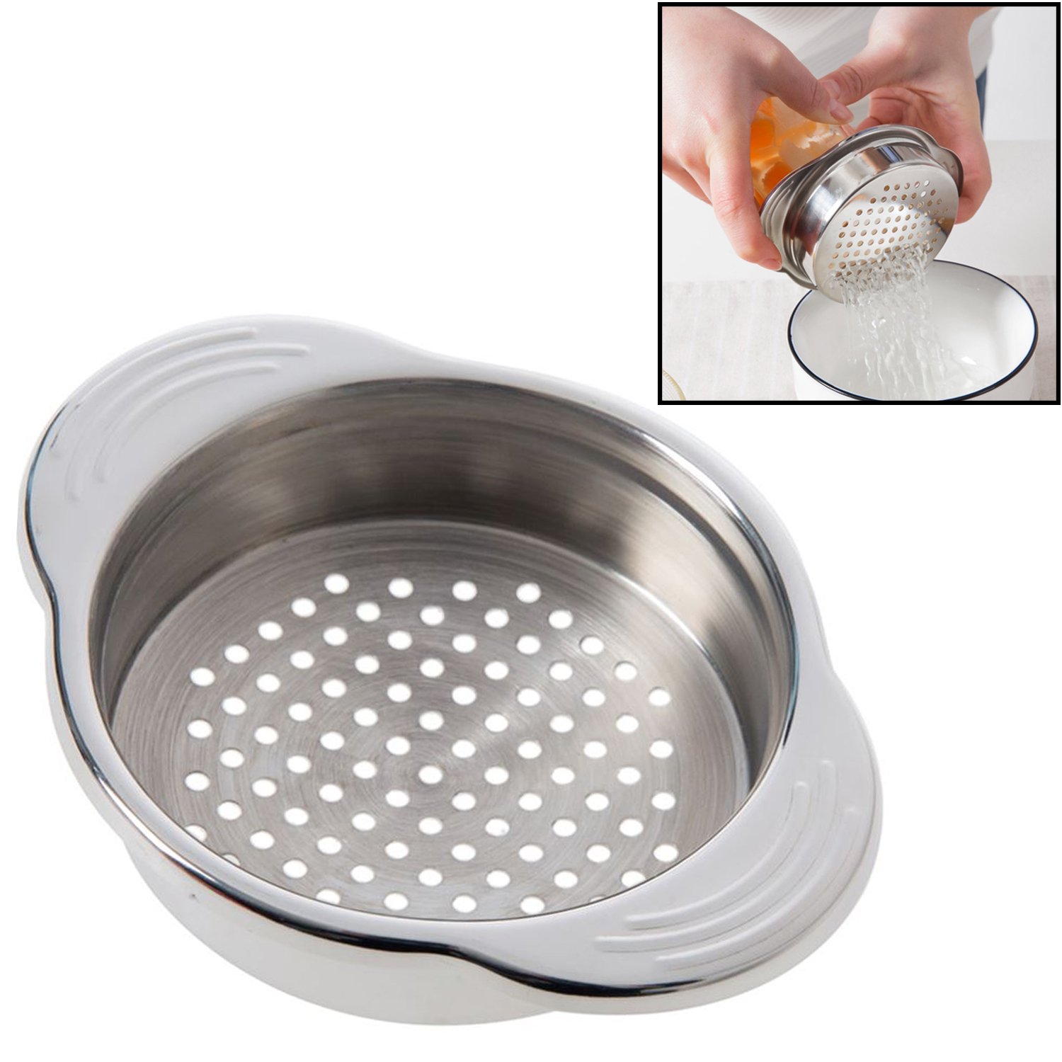 KEISSCO Stainless Steel Food Can Strainer Sieve Tuna Press Lid Oil Drainer Remover, Unique No-Mess Dishwasher Safe Design