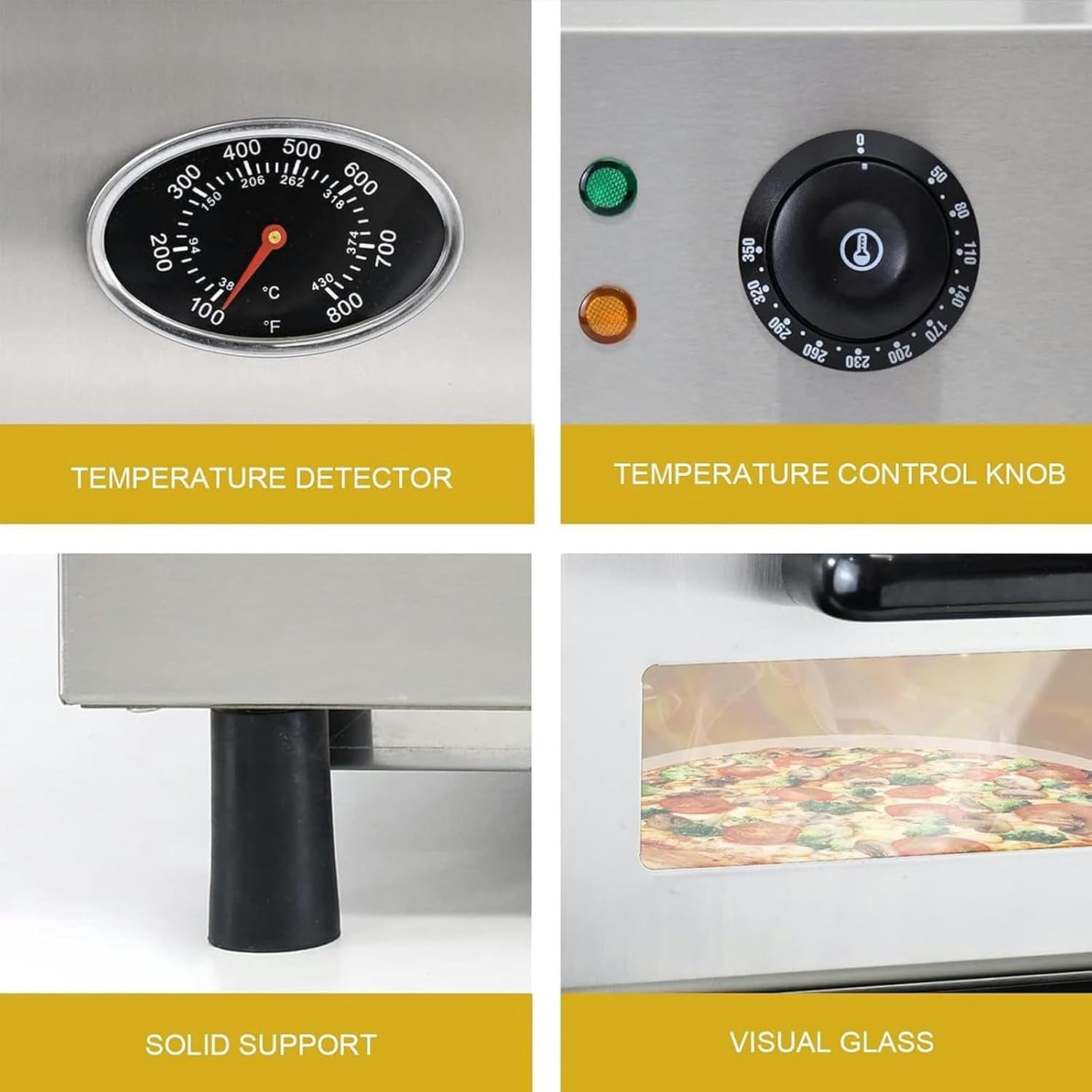 Electric Pizza Oven, 1800W Countertop Toaster, 14-inch Stainless Steel Commercial Double-Deck Drawer, Adjustable Temperature 50-350℃ for Home Restaurant