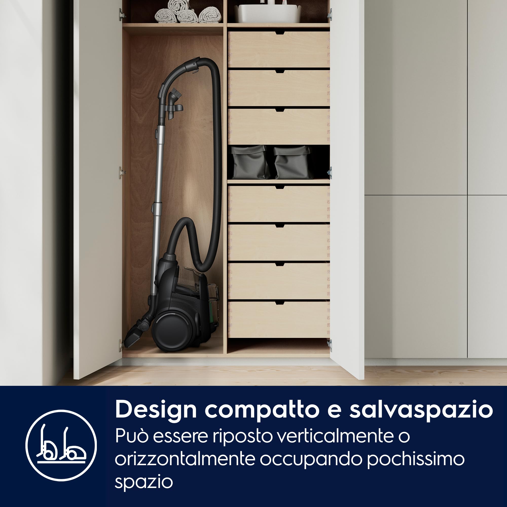 Electrolux EL61A4UG Aspirapolvere senza sacco Serie 600, Aspirapolvere Potente 700W con Accessori, Elevata Filtrazione, 1.6 Litri, 74 dB(A), Urban Grey