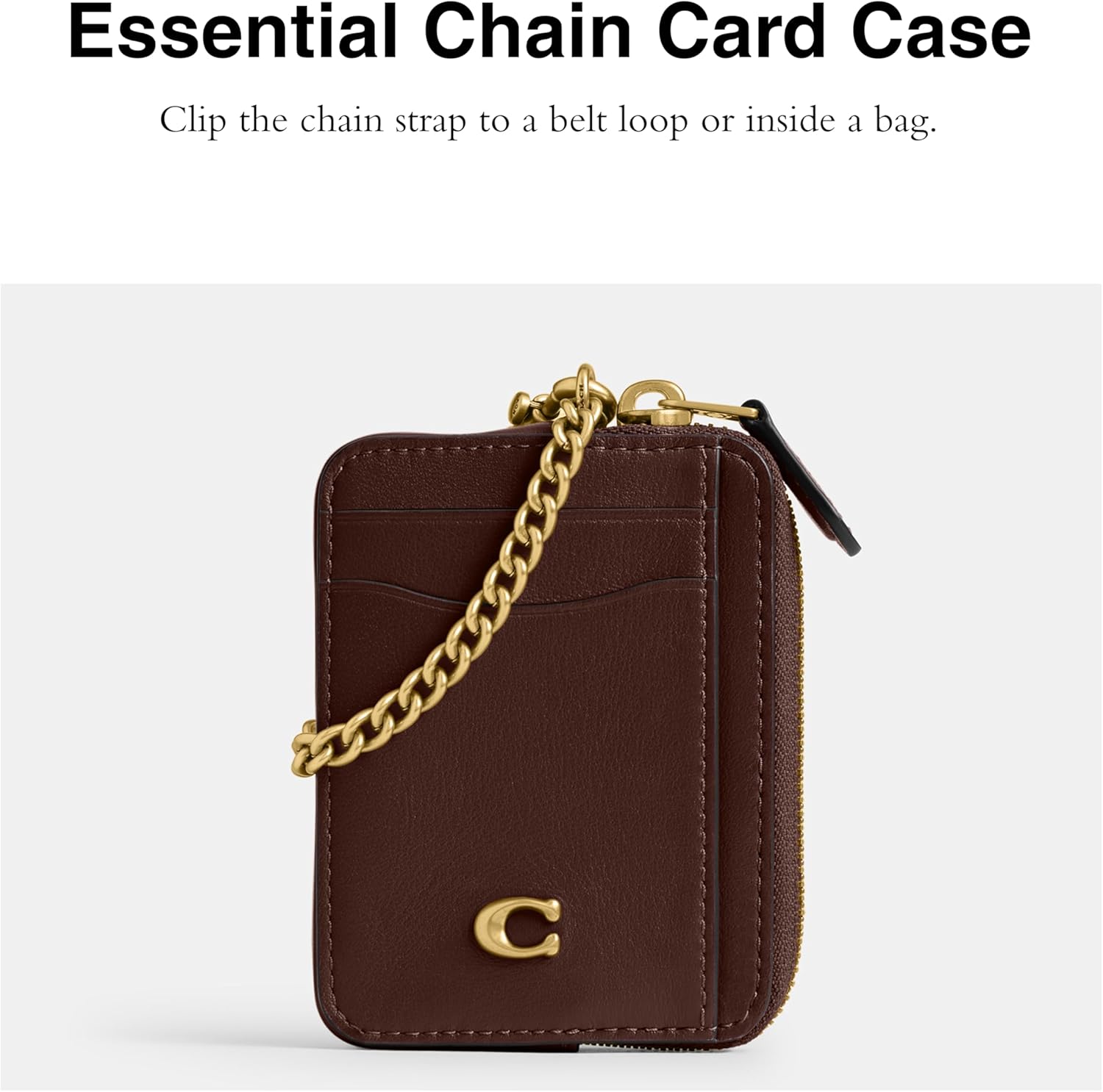 Refined Calf Leather Essential Chain Card Case - Image 2