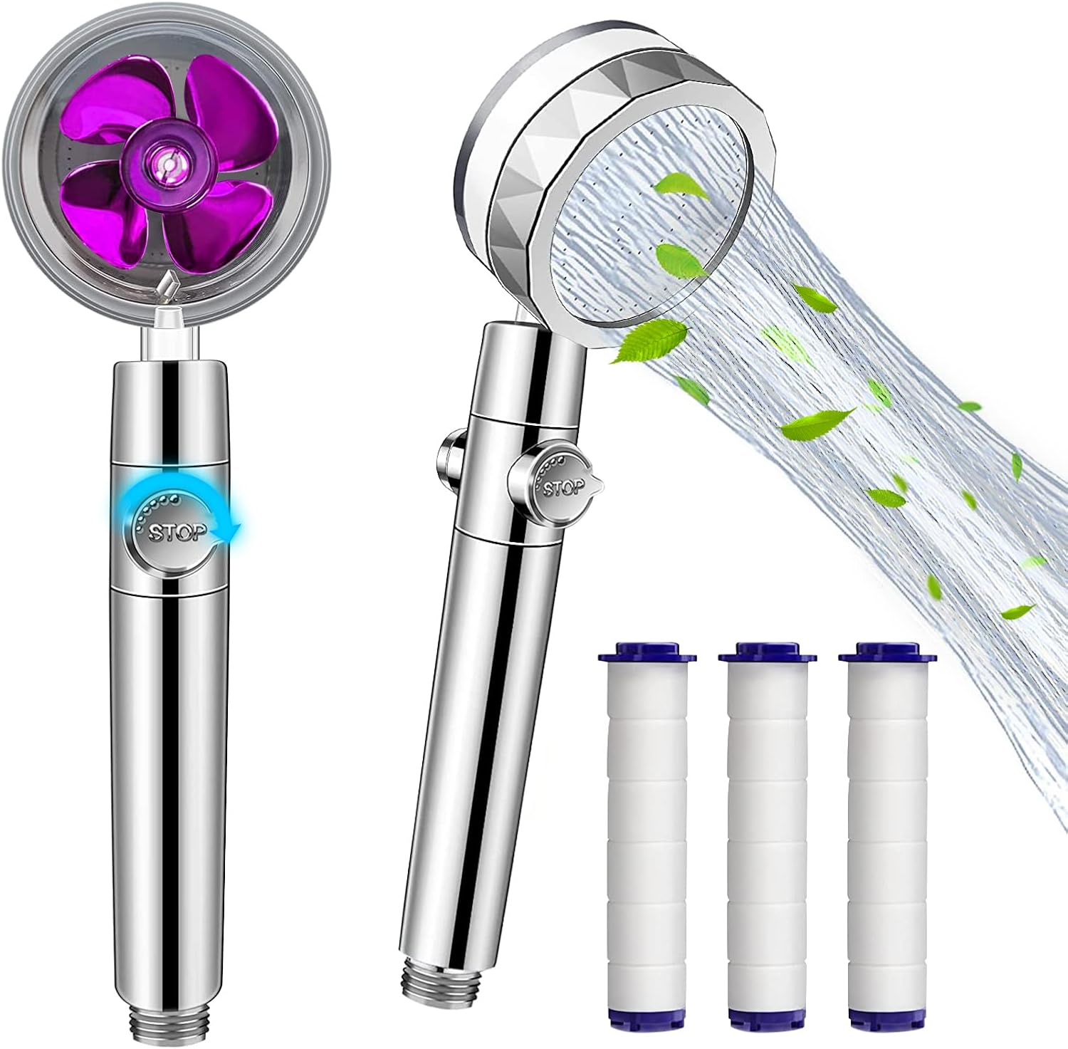 Handheld Shower Head, Kiyaosoka High Pressure Shower Heads Turbo Fan