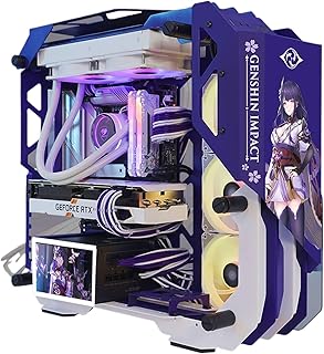 Gaming Case, Mid - Tower PC Gaming Case ATX/M-ATX/ITX - Front I/O USB 3.0 Port - Tempered Glass Side Panel - Including 2 LED Light Boards