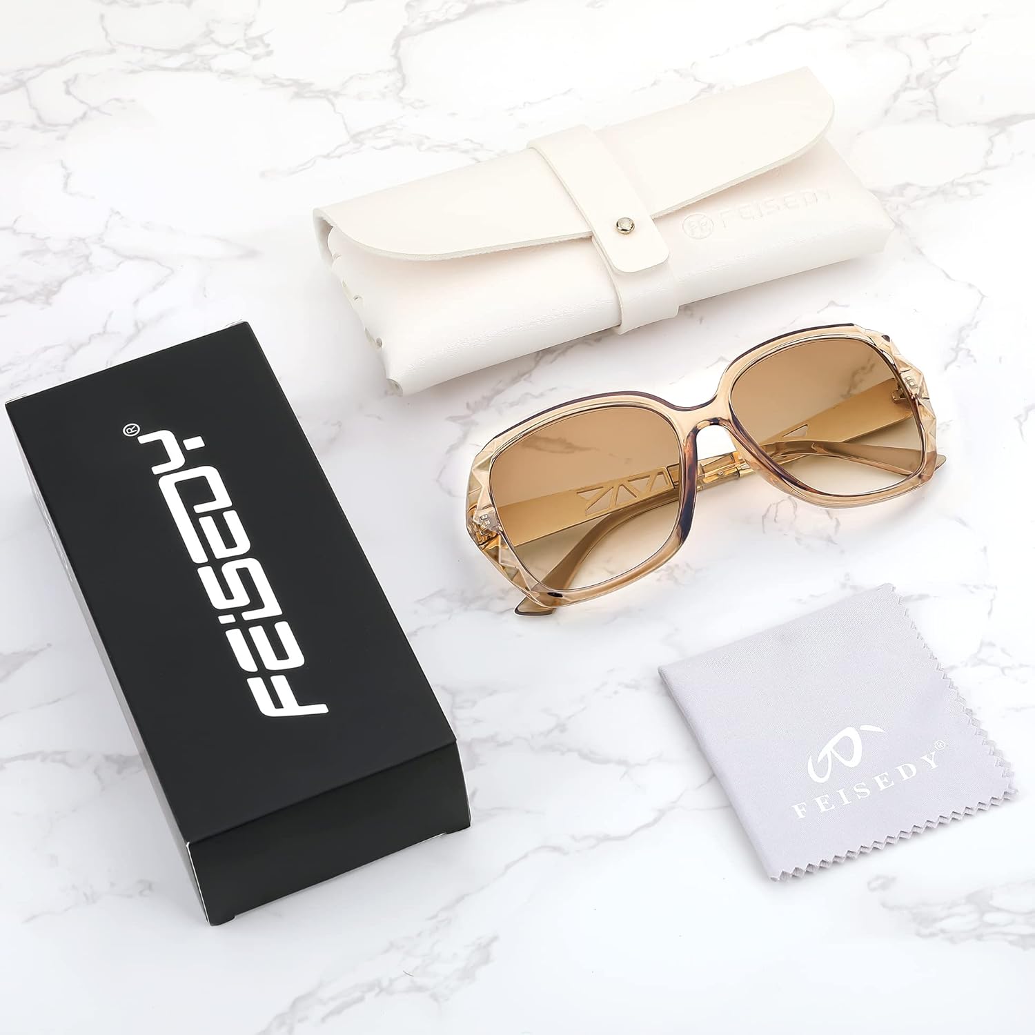 FEISEDY Women Square Reading Sunglasses Sparkling Composite Shiny Frame Sun Reader Glasses B2923 - Image 8