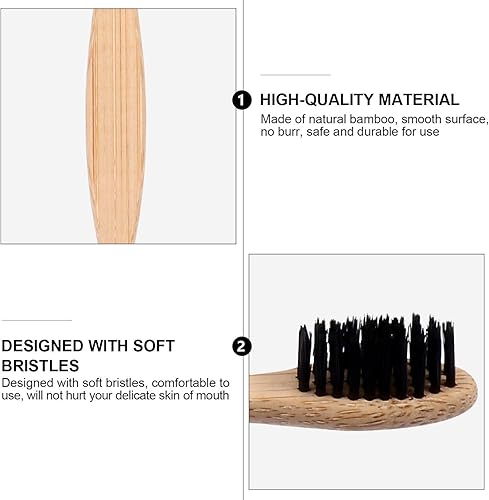 Miniatura 3 de Healifty Juego de cepillo de dientes de bambú 6pcs Cepillo de dientes Cepillo de dientes Cerdas naturales ecológicas