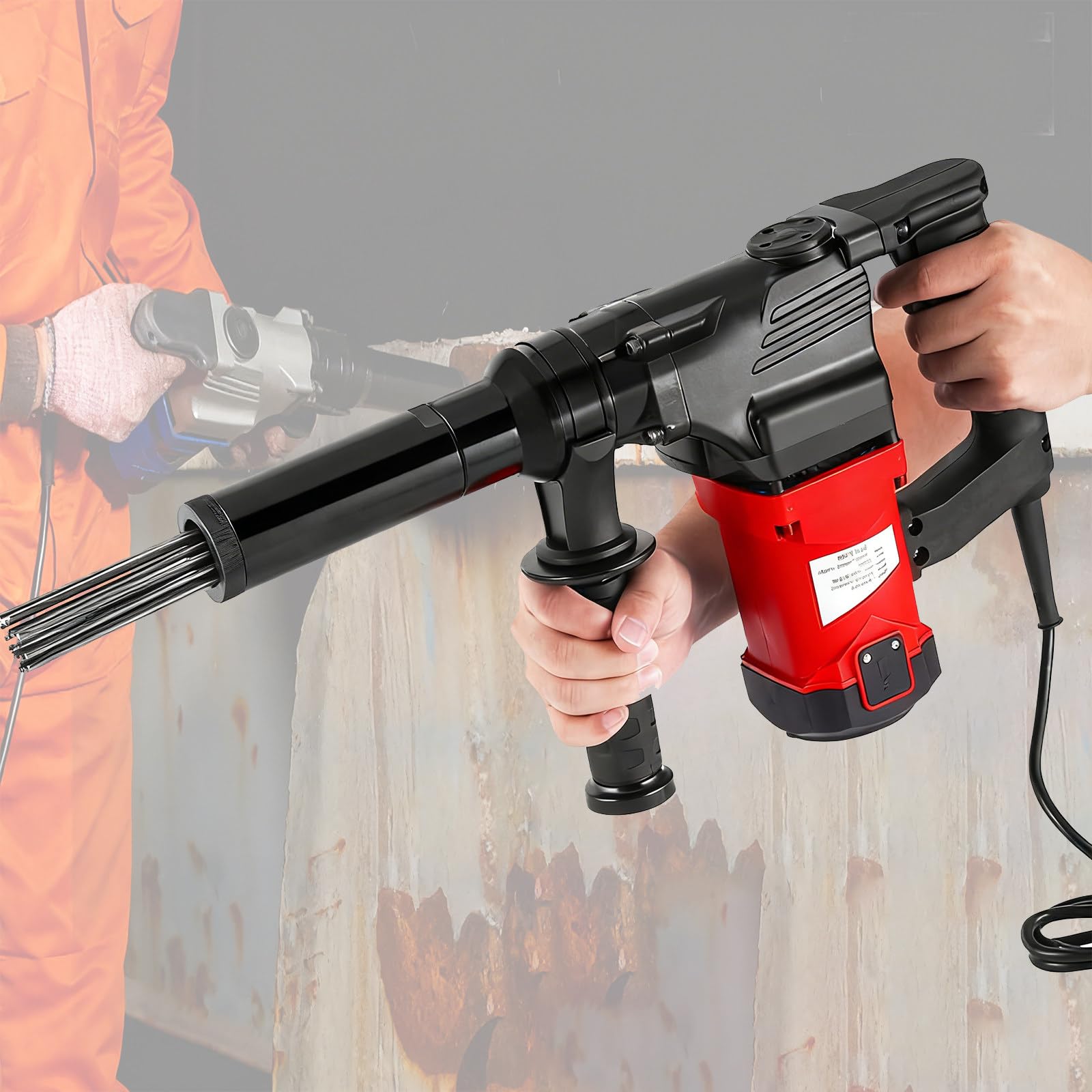 Elektryczny pistolet do usuwania rdzy i żużla spawalniczego, 1100 W, ze 100 igłami, wydajne narzędzie do czyszczenia powierzchni z uchwytem pistoletowym, dla profesjonalistów