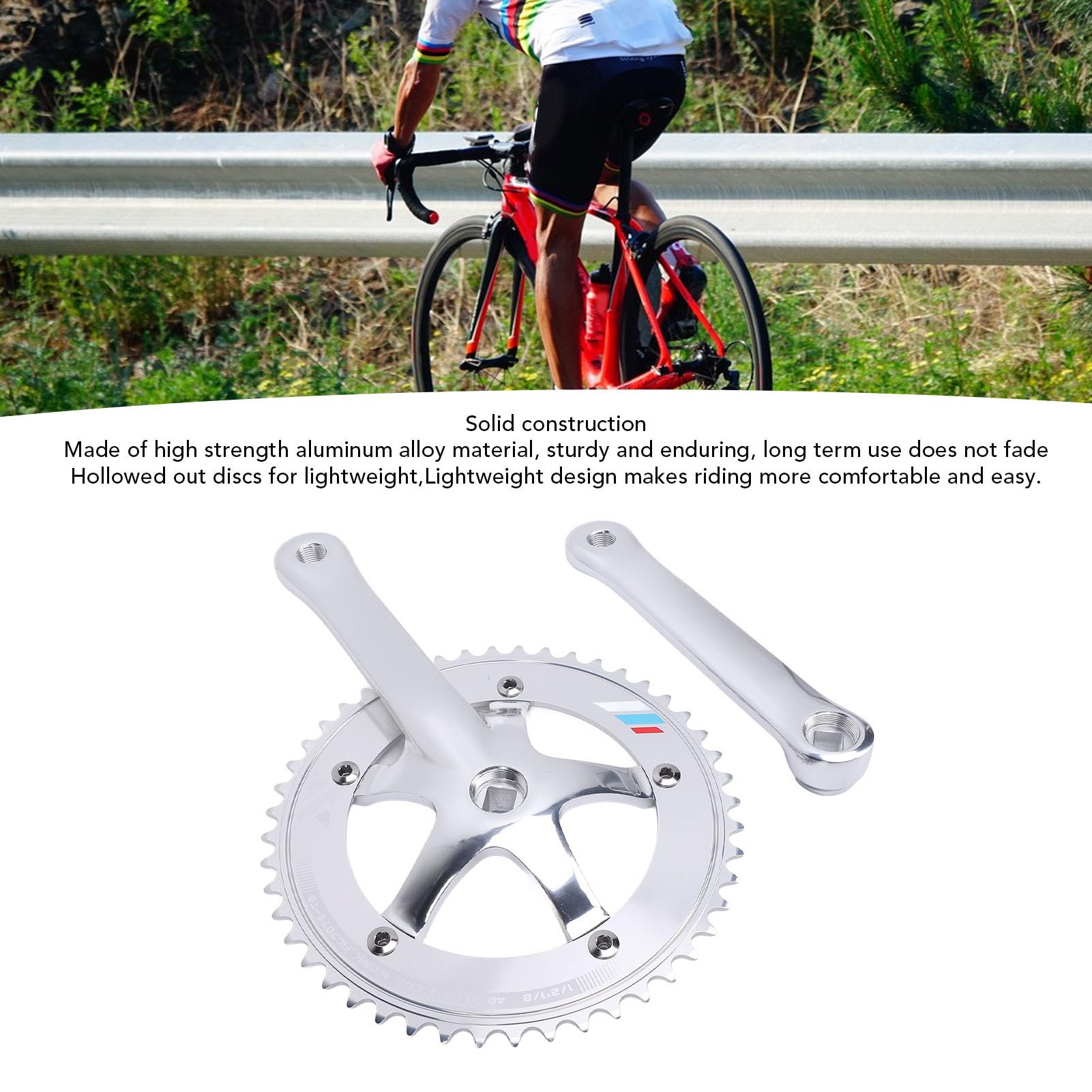 Pédalier De Vélo PRO+ 170 Mm – 48 Dents, Alliage Argenté – Neuf