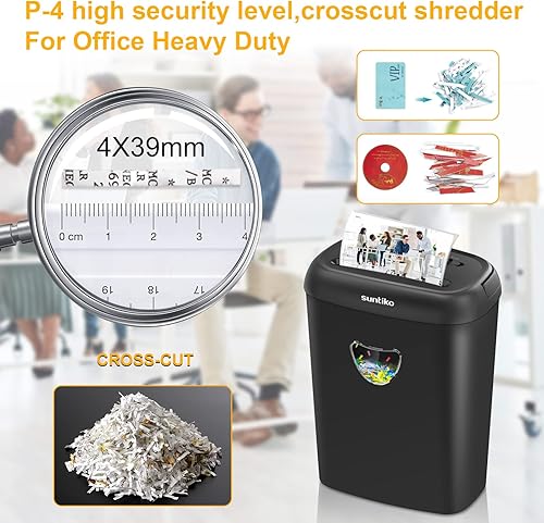 Miniatura 3 de Trituradora de papel, corte cruzado de 14 hojas, canasta de 6.6 galones, nivel de seguridad P-4, diseño de 3 modos, trituradora resistente a atascos