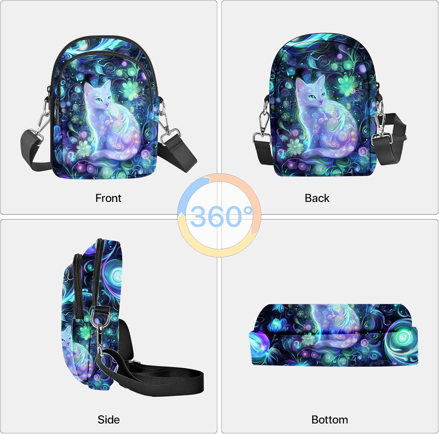 Cat Crossbody Purse for Women Casual Cell Phone Bag Waterproof Shoulder Bags Travel - Image 6