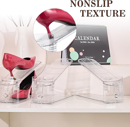 Miniatura 3 de Paquete de 20 ranuras para zapatos organizador para armario, soporte ajustable para zapatos, ahorrador de espacio de zapatos de doble capa para