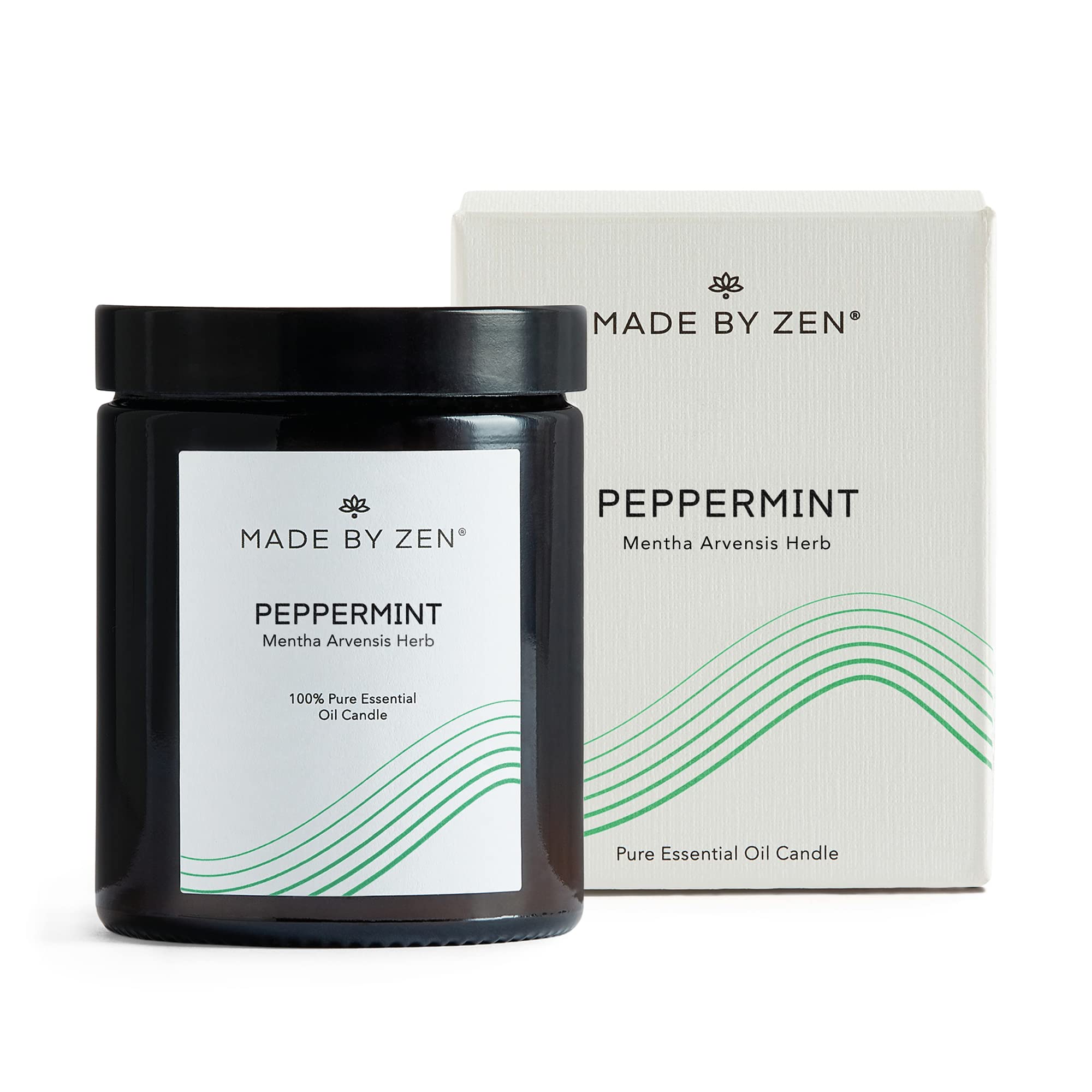 Made By Zen Peppermint Pure Essential Oil Candle | Expertly Blended Fragrances at Home Aromatheraphy | 100% Natural Wax, Vegan and Cruelty Free
