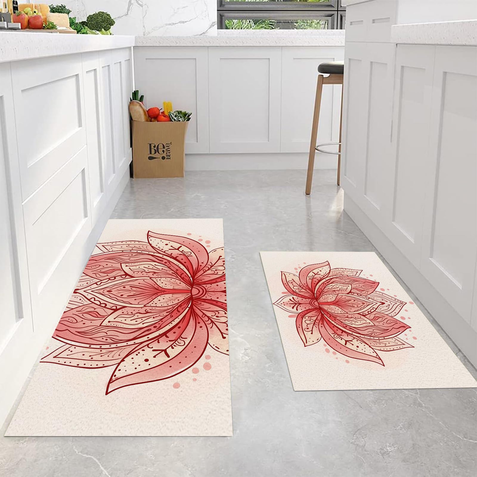 Tapis de cuisine lotus lavable et antidérapant pour soulager le dos devant l'évier