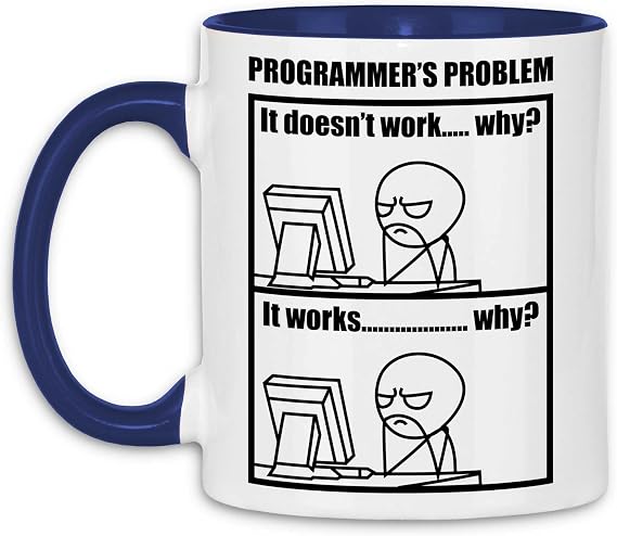 wowshirt Mug Programmers Problem Programmer Computer Scientist Software Developer Coder Humour Colour: White - Navy