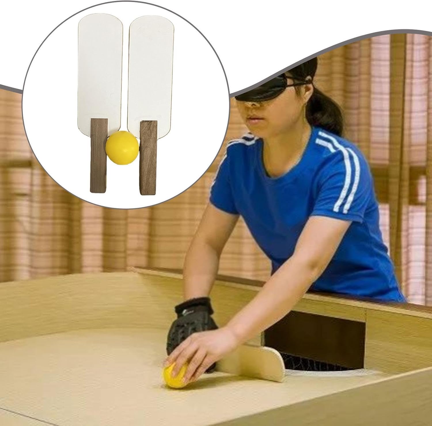 2 Pieces Sightless Table Tennis Racket Accessories for Visually Impaired Wood Ornament Beginners Player Indoor and Outdoor