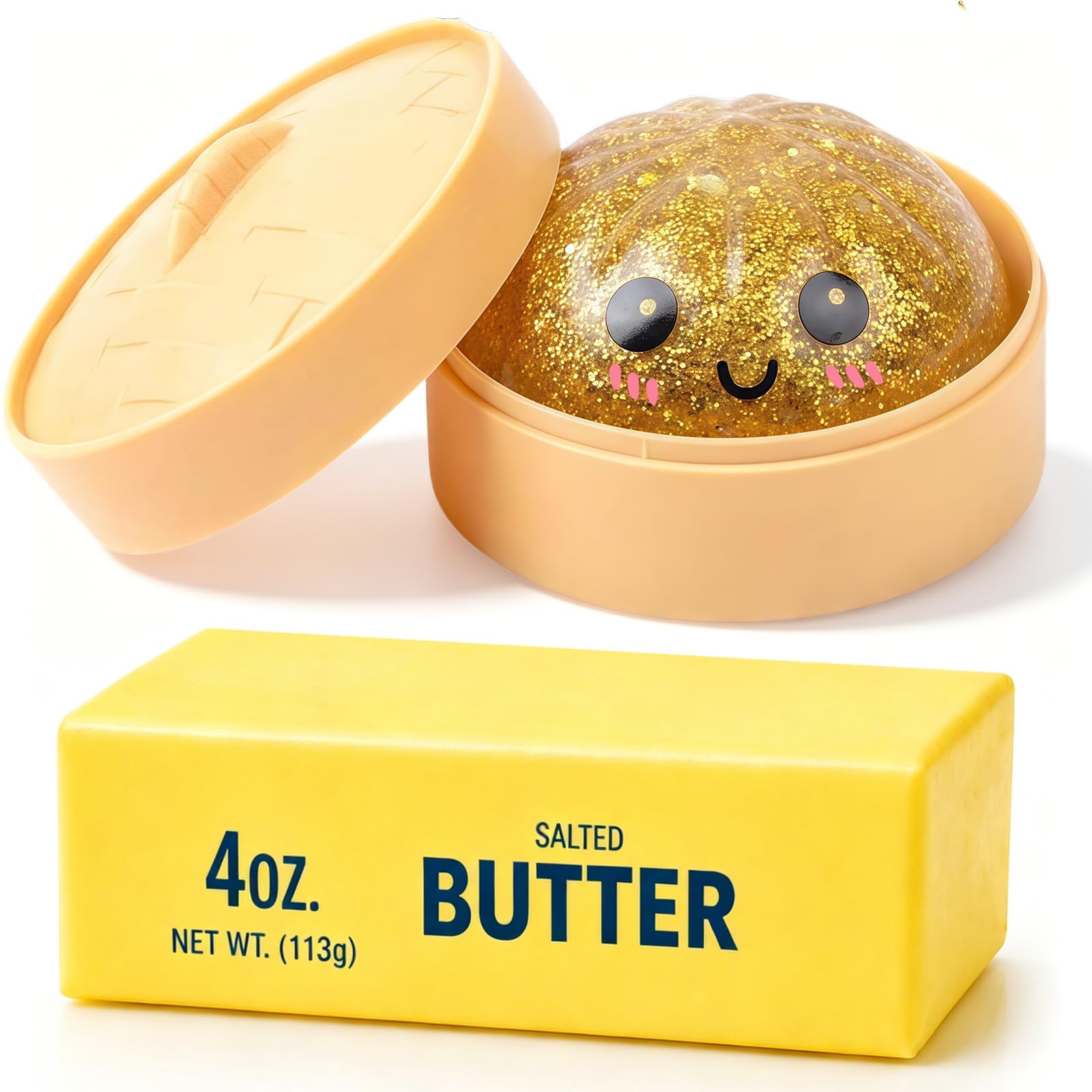 Photo 1 of 2 Pack Food Squishy Toy,Gold Dumplings&Butter Slow Rising Squeeze Fidget Stress Ball Toys,Squeeze Toy for Anxiety Relief, Birthday Gifts Party Favors,Classroom Prizes