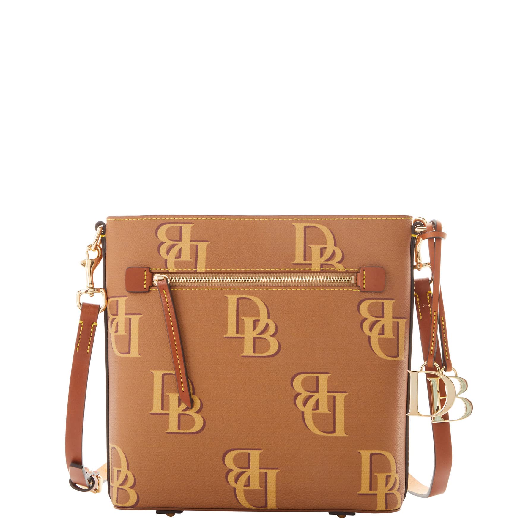 Dooney And Bourke Monogram Zip Crossbody Shoulder Bag Saddle One