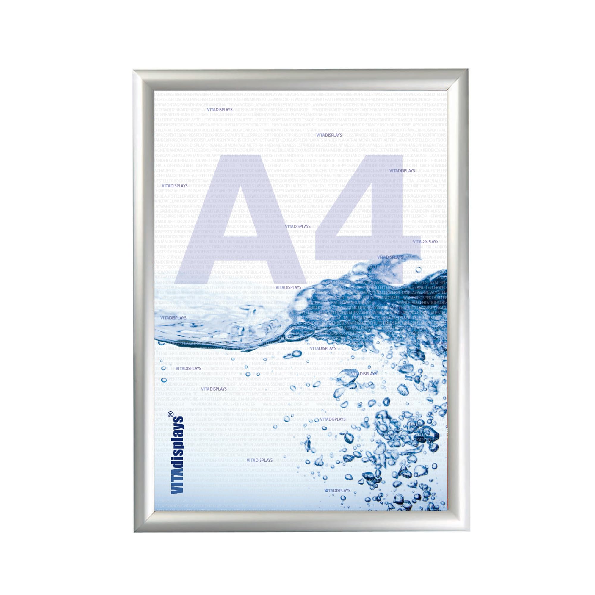 VITAdisplays DIN A4 Folding Frame with Anti-Reflective PET Protective Film 25 mm Aluminium Profile Mitred Cut Poster Frame