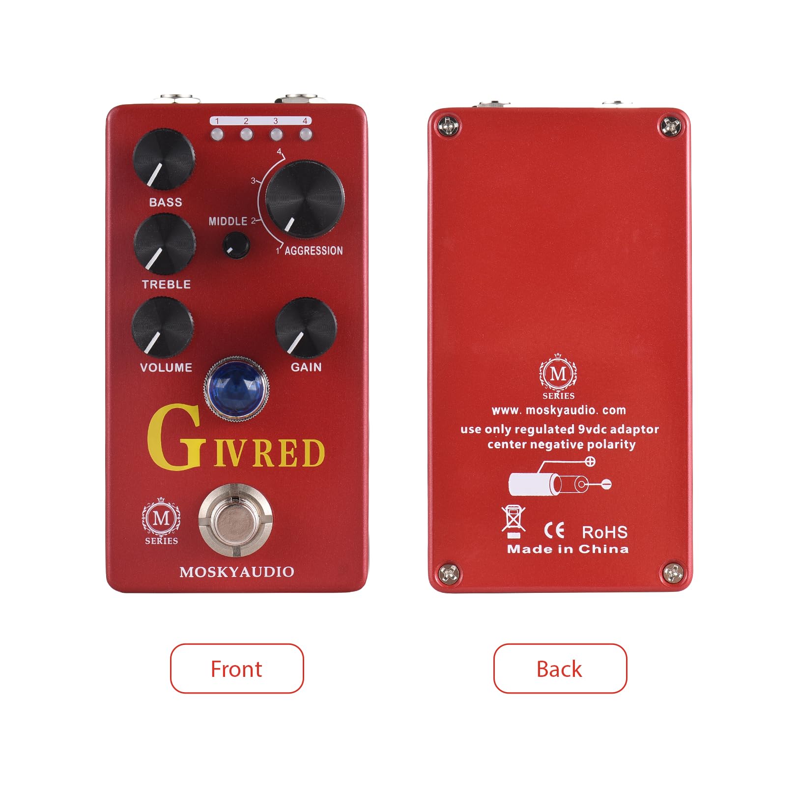 G IV RED Purple Channel Preamplificatore/Overdrive/Pedale di Distorsione per Chitarra Elettrica Basso Effetto per Musicisti Professionisti Alluminio Rosso 4,5 * 2,6 * 2 Pollici Tutti i