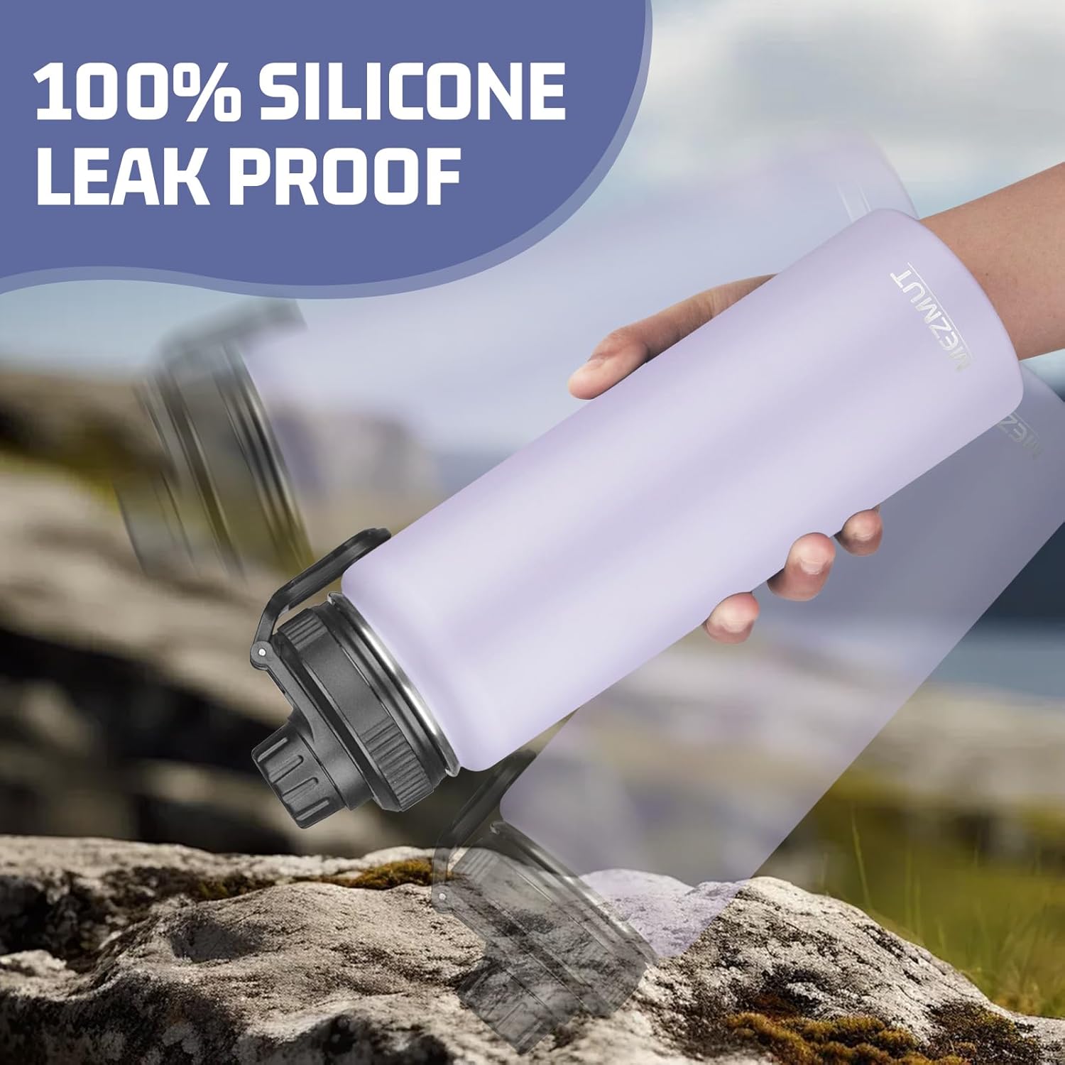 24oz Insulated Water Bottle with Straw&2 Lids, Stainless Steel Water Bottles, Sports Metal Water Bottle Cup, Double Walled Vacuum Insulated Bottles Leak-Proof Travel, Purple - Image 6