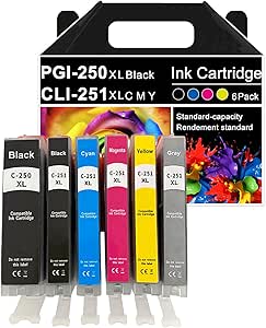 Cartucce Inchiostro Grigio Per Canon PGI-250XL CLI-251XL - Confezione - Foto 12