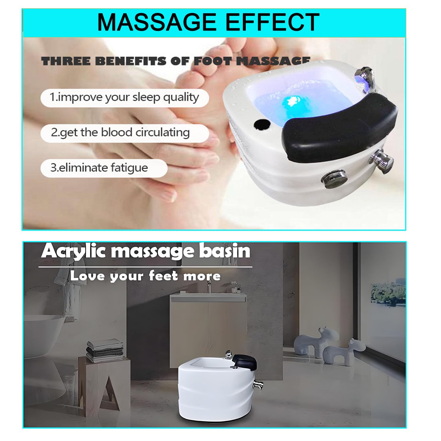 Pediluvio in Acrilico,Vasca Idromassaggio a Pavimento,Pedicure Spa per Piedi,Con Poggiapiedi per Pedicure,Antistress per Piedi Stanchi E Affaticati,Per Trattamenti Spa Domestici,A