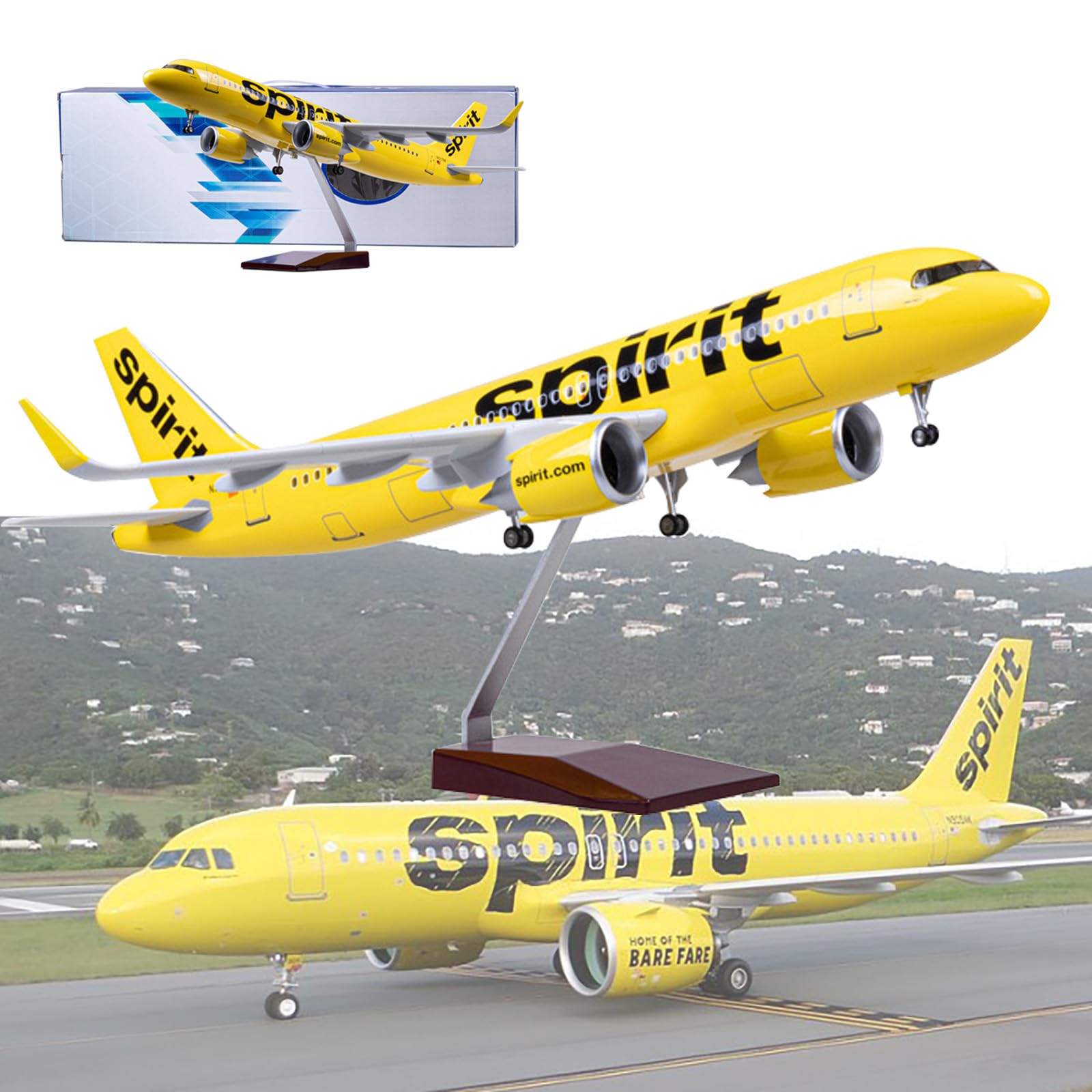 Amazon.com: Spirit Airlines A320 modelo a escala 1:80 de 18.5