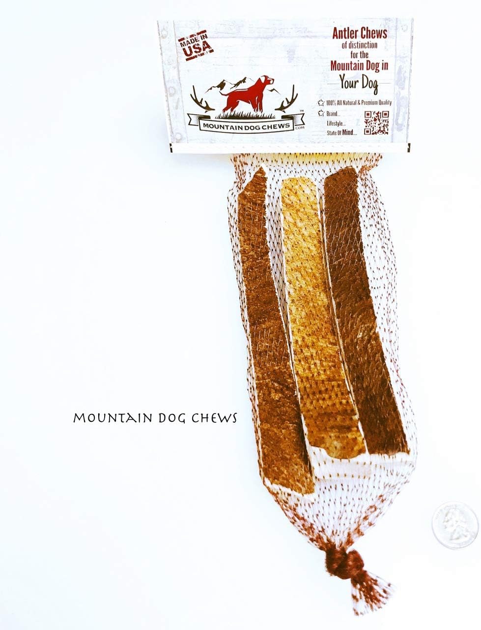 Medium Moose Munchers 3 Pack - Moose Antler Dog Chew - Grade A Premium - Organic - Made in USA - No Mess