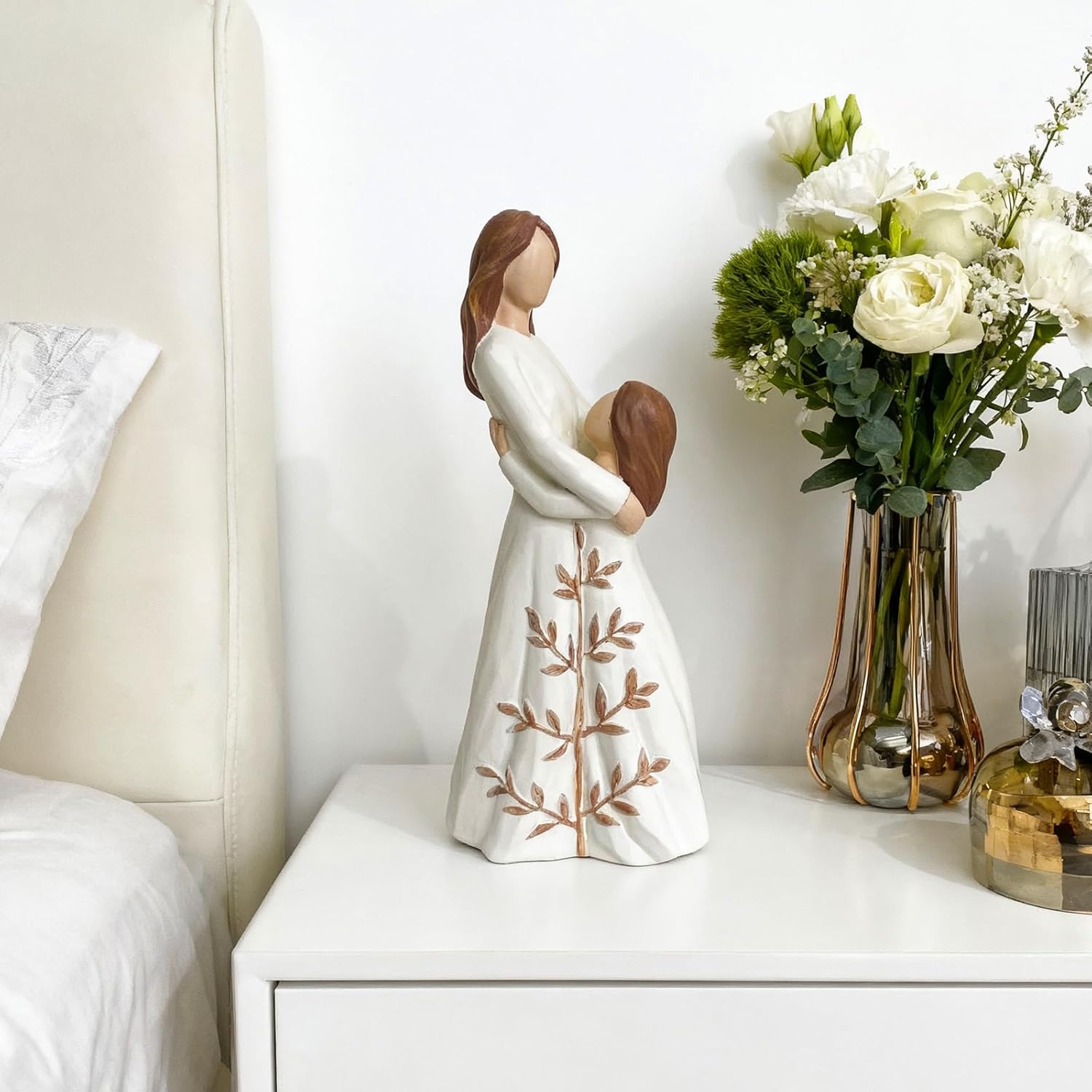 Mother Daughter Embracing Resin Figurine, 6" H,Sentimental Gifts for Mom & Daughter, Birthday Wedding Mother's Day Heartfelt Keepsake Decor