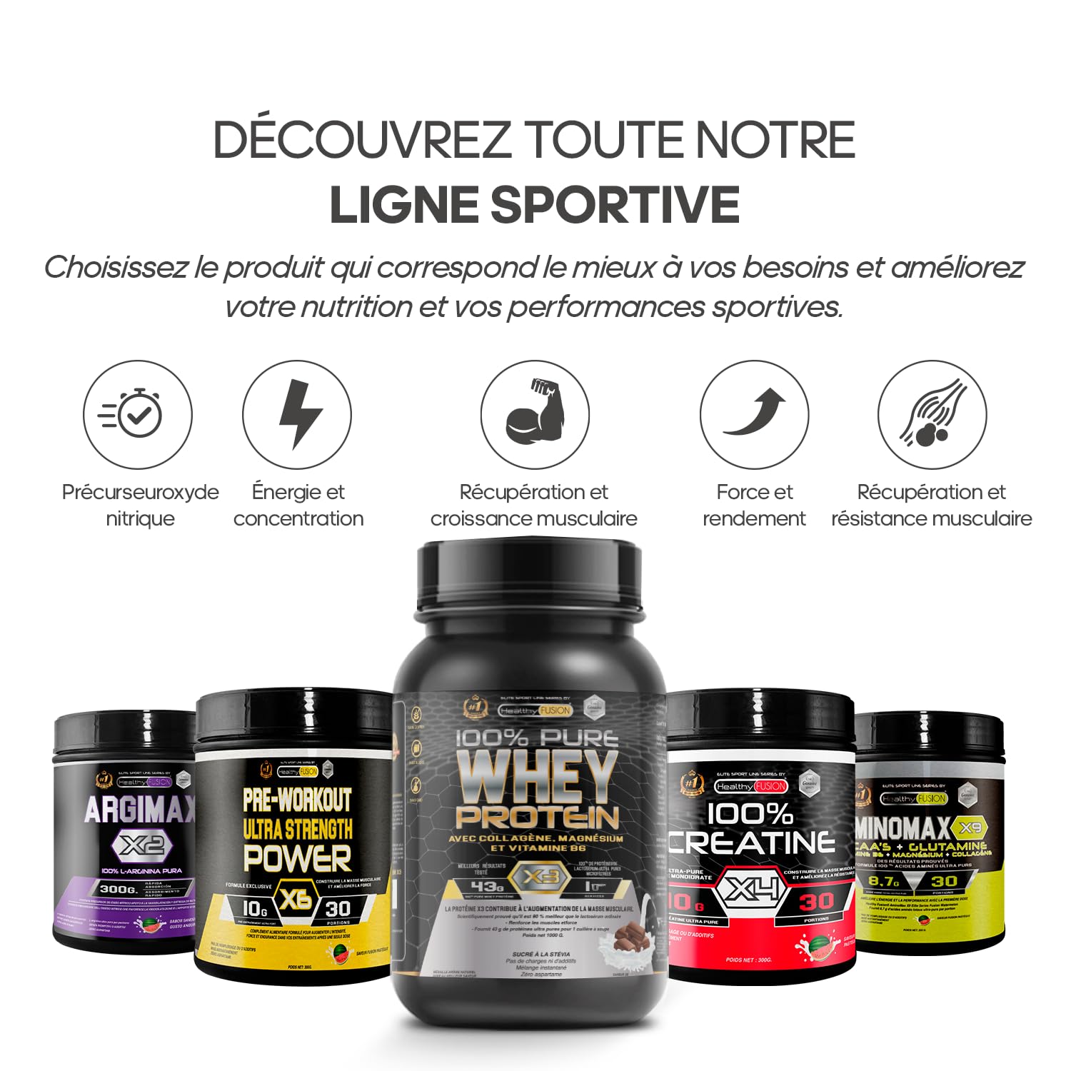 Healthy Fusion Whey Protein | 43 g/dose Protéine Whey Pure avec Collagène, Magnésium et Vitamine B6 | Augmente la masse musculaire, améliore l’entraînement et renforce les articulations | 1000 g