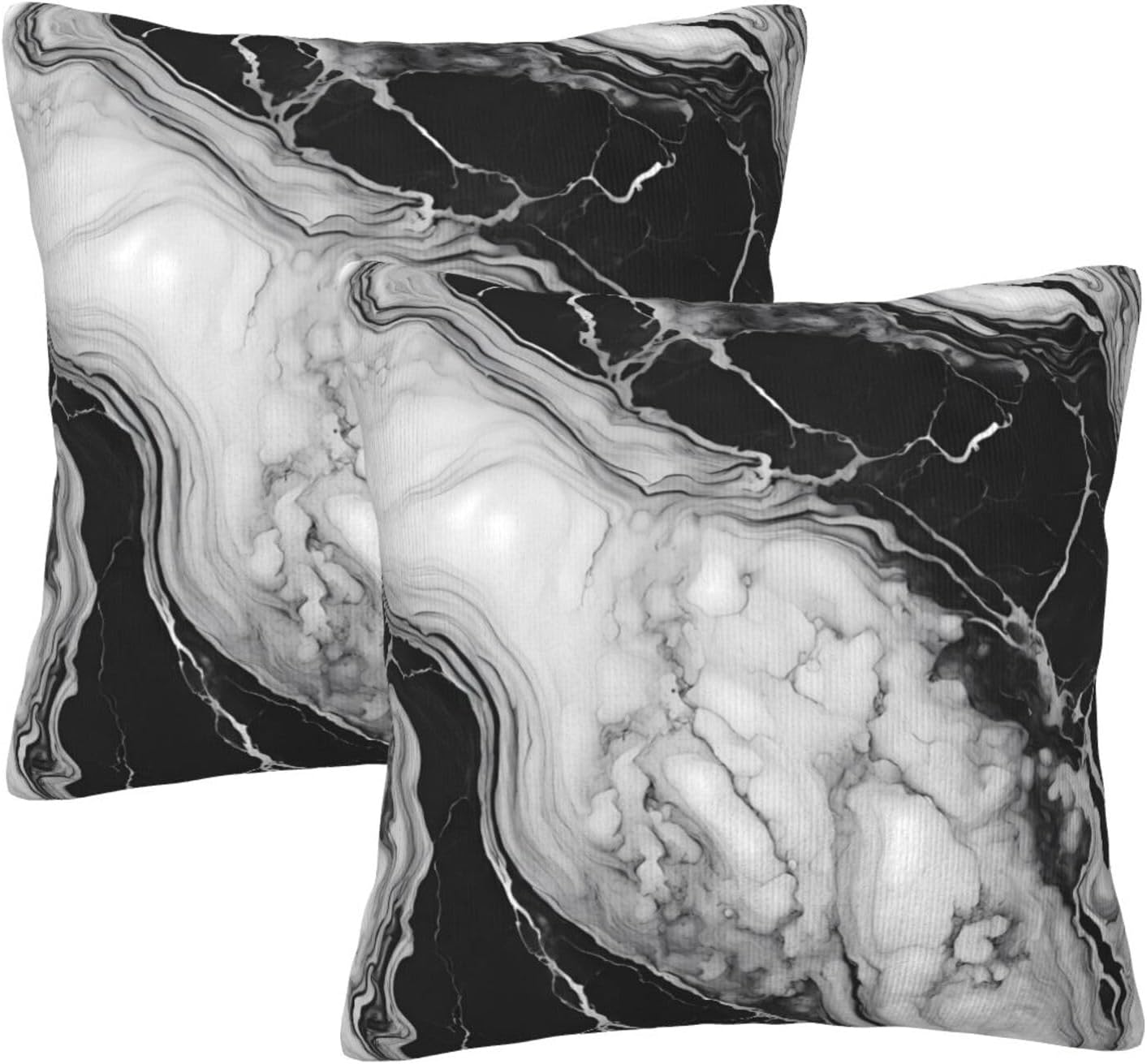 Black and White Marble Throw Pillow Cover 18x18 Inch Decorative Pillow Cases Soft Throw Pillows for Living Room Bedroom Sofa Couch Cushion Cover Set of 2