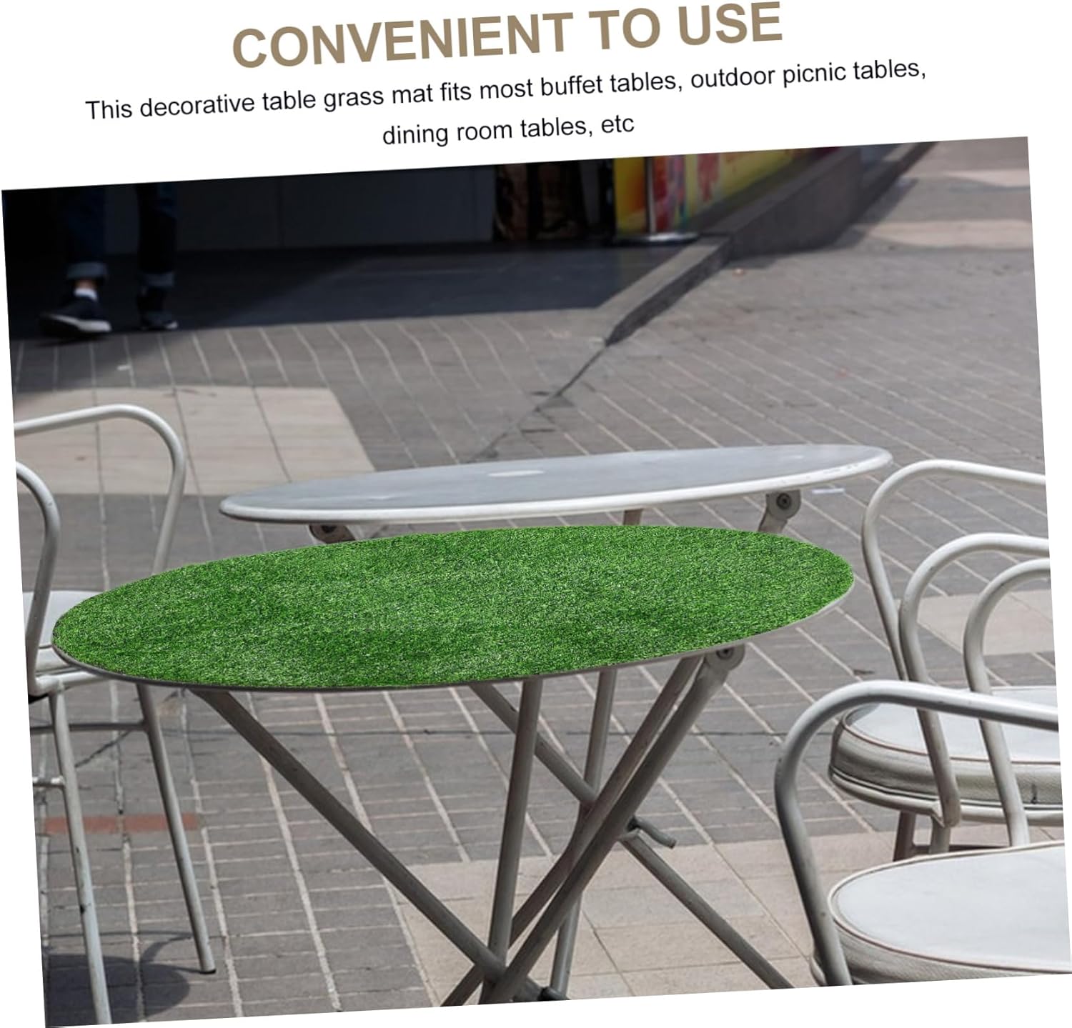 VICASKY Artificial Grass Table Mat Faux Grass Cushion for Dining Room Picnic and Outdoor Buffets Lightweight Material Tabletop Decor