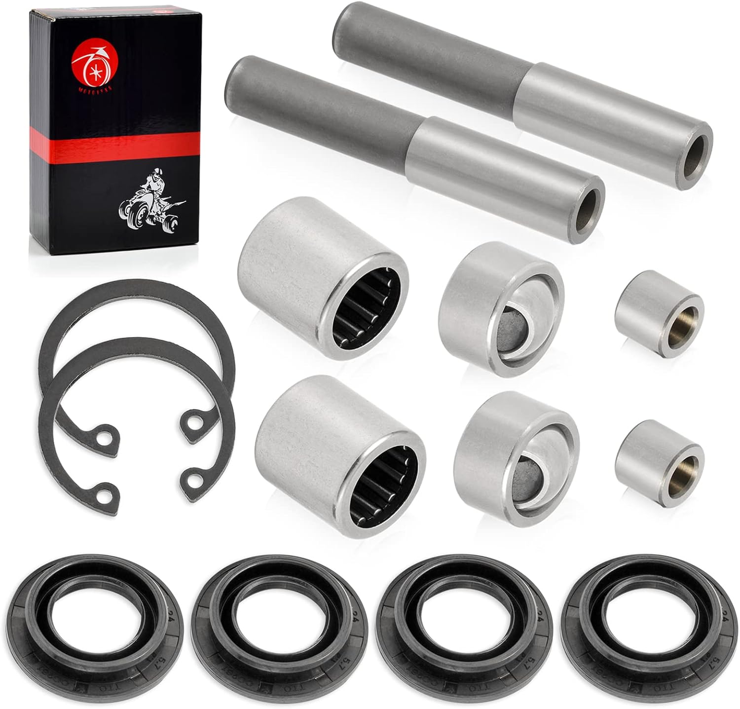 2 Set Front Upper A-Arm Bearing SEAL BALL JOINT SLEEVE Kit Compatible with Kawasaki 2005-2013 Brute Force 750 KVF750 Brute Force 650i KVF650 4x4i (NO KVF650 D E 4x4)