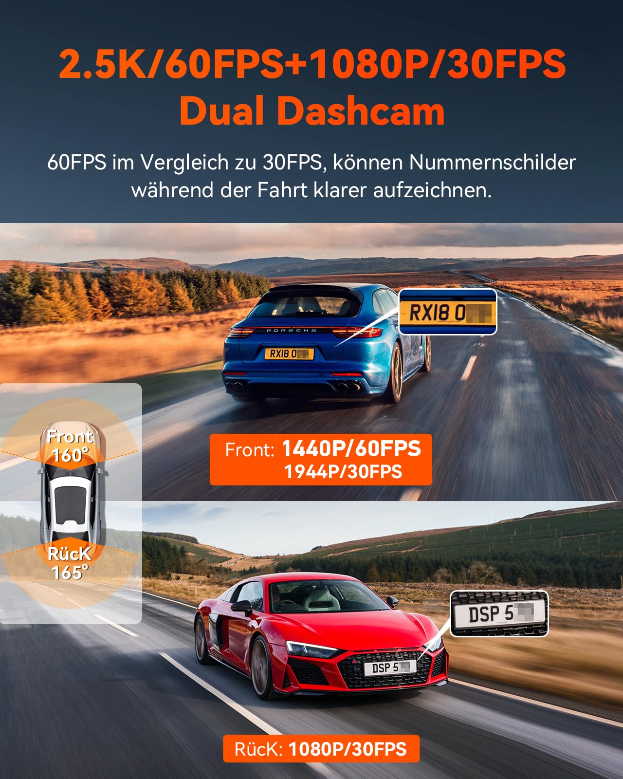 Vantrue S1 Pro 2.5K 60FPS Dual - Cámara Oculta para salpicadero con WiFi y VANTRUE Kit de cableado USB-C Ajustable con 2 etapas para Dashcam