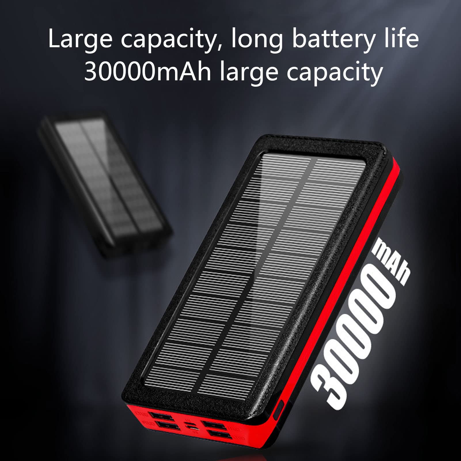 Power Bank Solare A LED, Caricabatterie For Telefono Di Grande Capacità Da 30000 MAh, Stazione Di Energia Solare Portatile Con 4 Porte USB, Power Bank A Ricarica Rapida