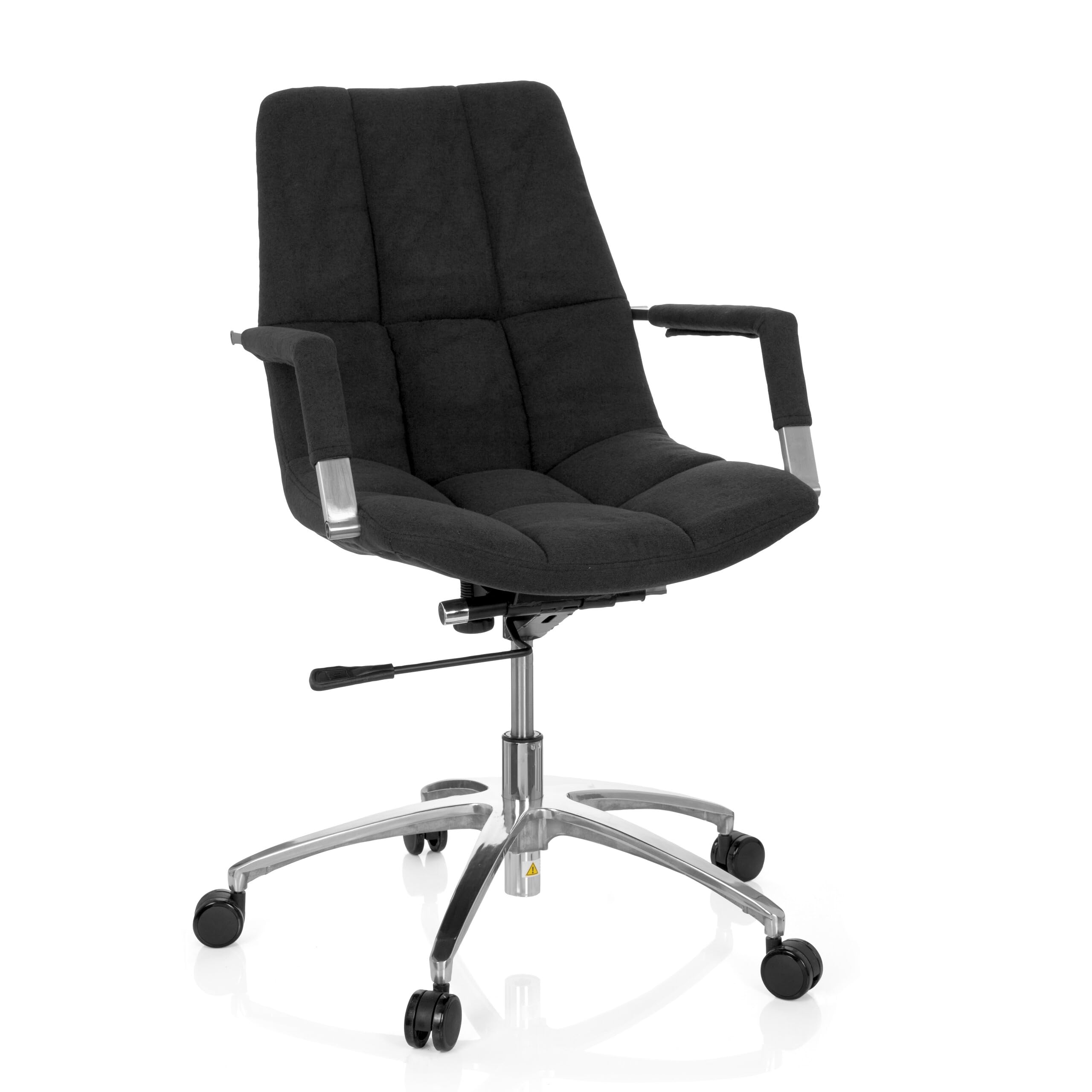 hjh OFFICE 670910 Schreibtischstuhl SARANTO Stoff Schwarz Bürostuhl mit Armlehnen im Retro-Design, höhenverstellbar
