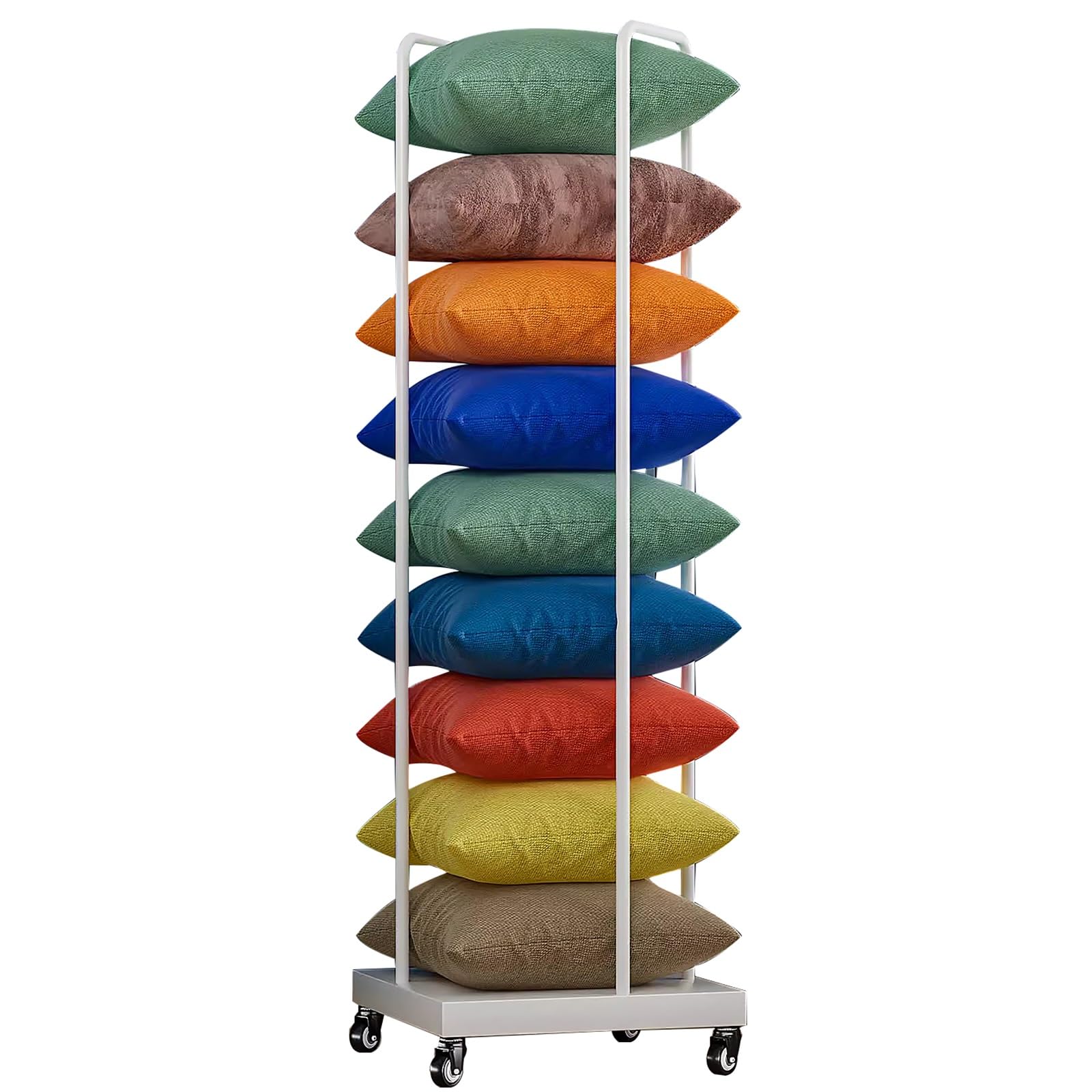 Chariot de rangement mobile en métal blanc support sur pied textiles