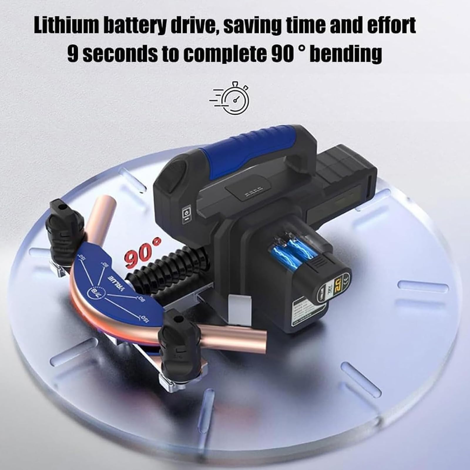 Piegatubi elettrico con funzionamento a batteria e controllo a un pulsante per tubazioni in rame