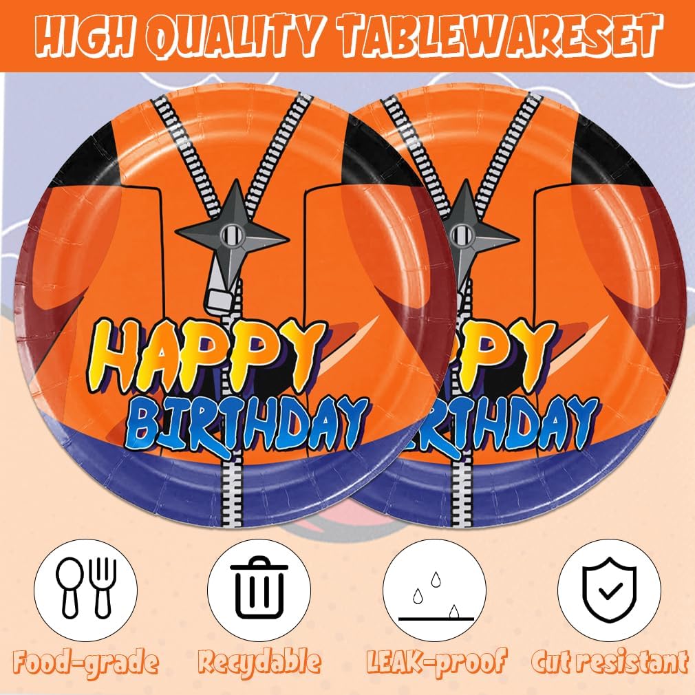 40pack Anime Birthday Party Supplies Blue and Orange Plates and Napkins Supplies for Baby Shower Decorations Anime Birthday Party Decorations - Image 3