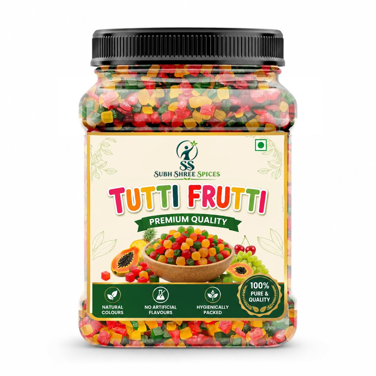 S S SUBH SHREE SPICE Tutti Frutti |Weight 1kg| | Premium Candied Papaya Cubes | Colorful Sweet Fruit Bits for Baking, Cakes & Desserts | Fresh & Hygienically Packed-image-33