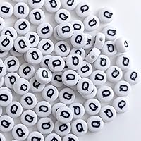Vista 39 de 100 cuentas de letras blancas redondas de acrílico del alfabeto, cuentas de la letra L, para hacer joyas, pulseras, collares, llaveros, bricolaje